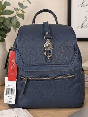 Rosetti Miller Backpack Pacific Navy Blue Pebbled Faux Leather NWT